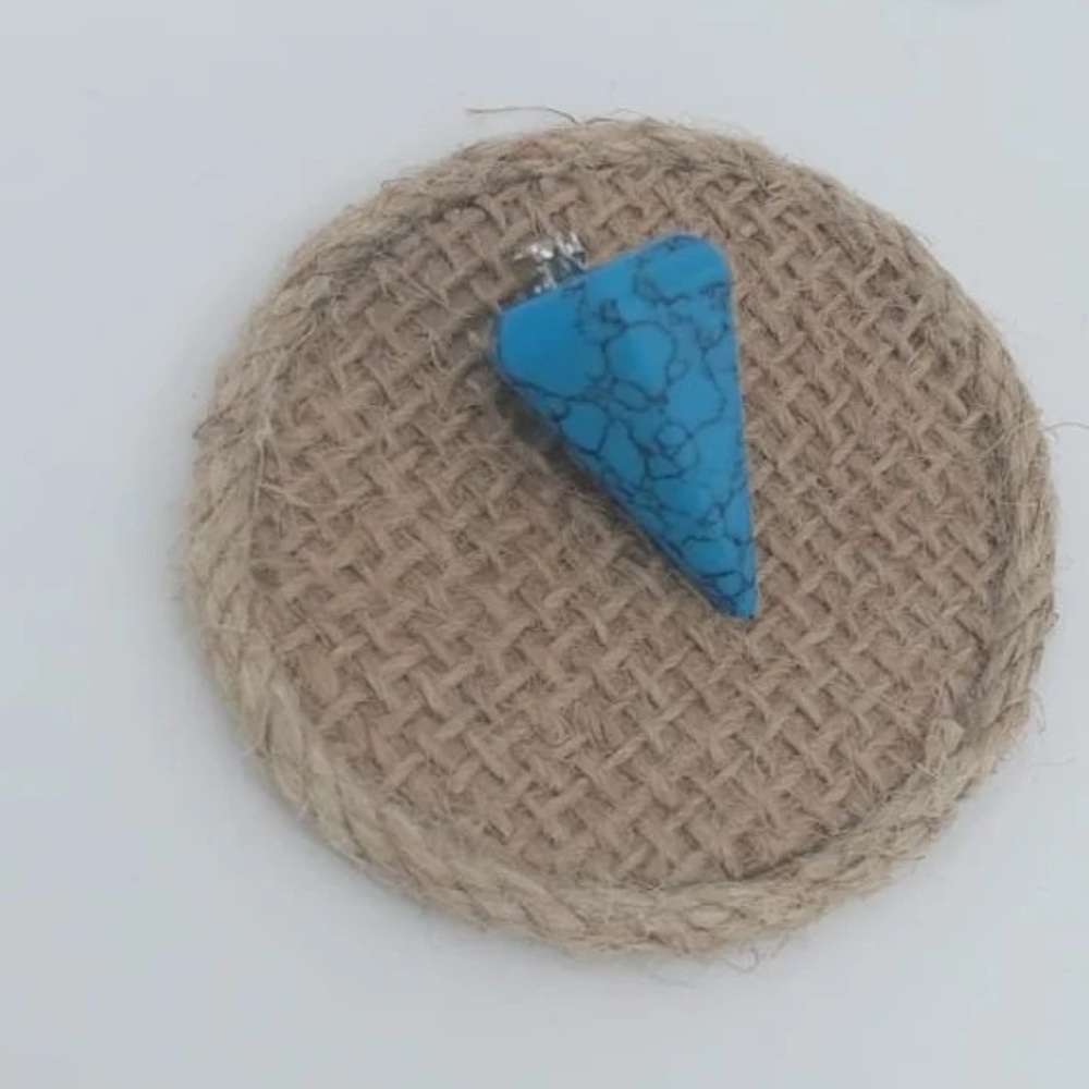 New Unisex Blue Turquoise Pendulum Sterling Silver Healing Crystal Necklace - Picture 7 of 8